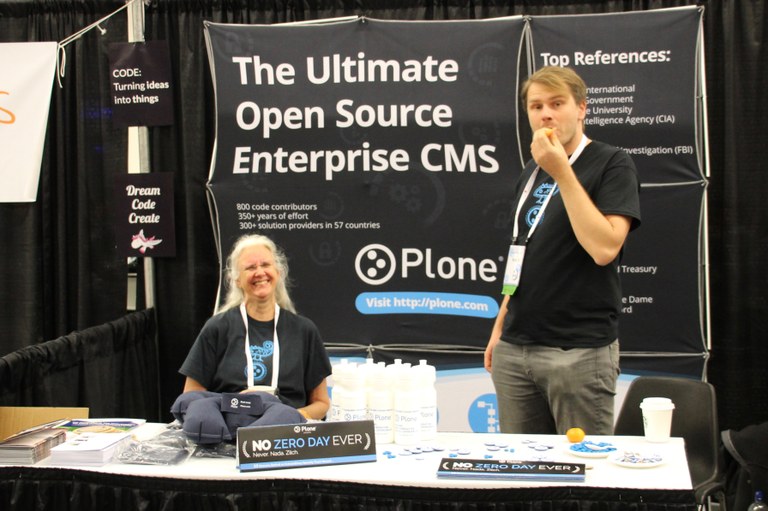 Sally and Witek at the Plone PyCon booth